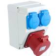 Tp Electric Szerelt ipari doboz 120×170mm IP44 3 fázisú (75x75) aljzat 5x32A 1db+1 fázisú kék alj